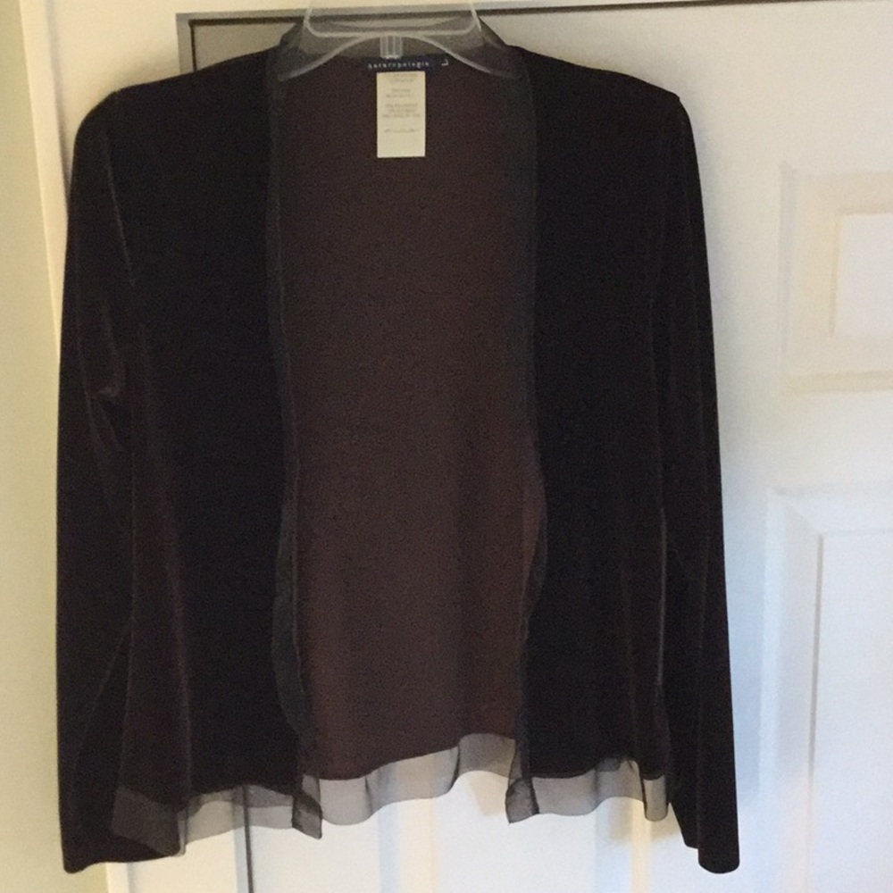 Gorgeous brown velvet top with tulle trim.